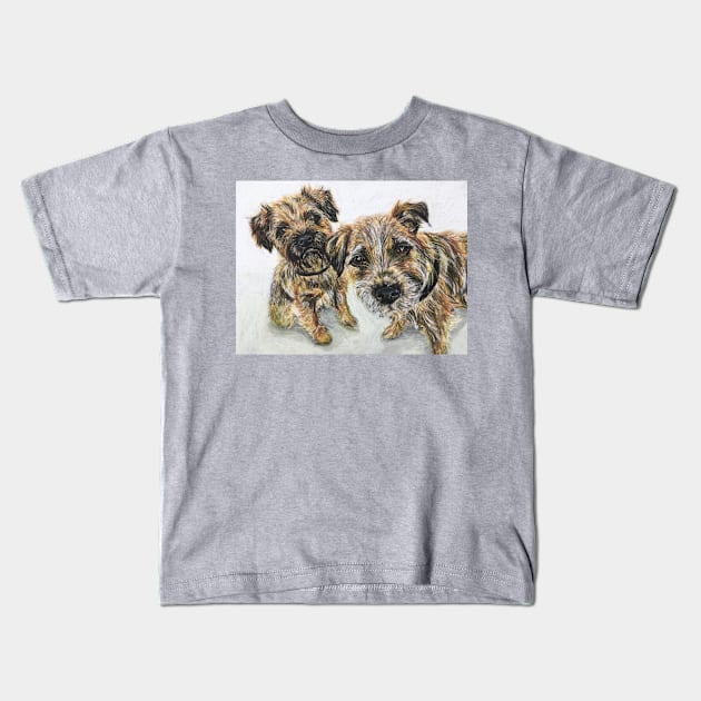 Border Terriers Kids T-Shirt by Merlinsmates